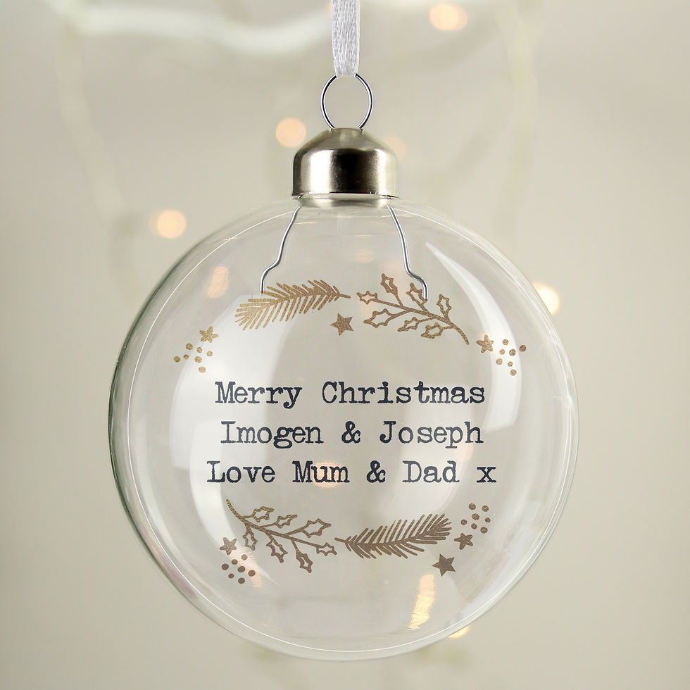 Thumbnail: Personalised Gold Wreath Glass Bauble