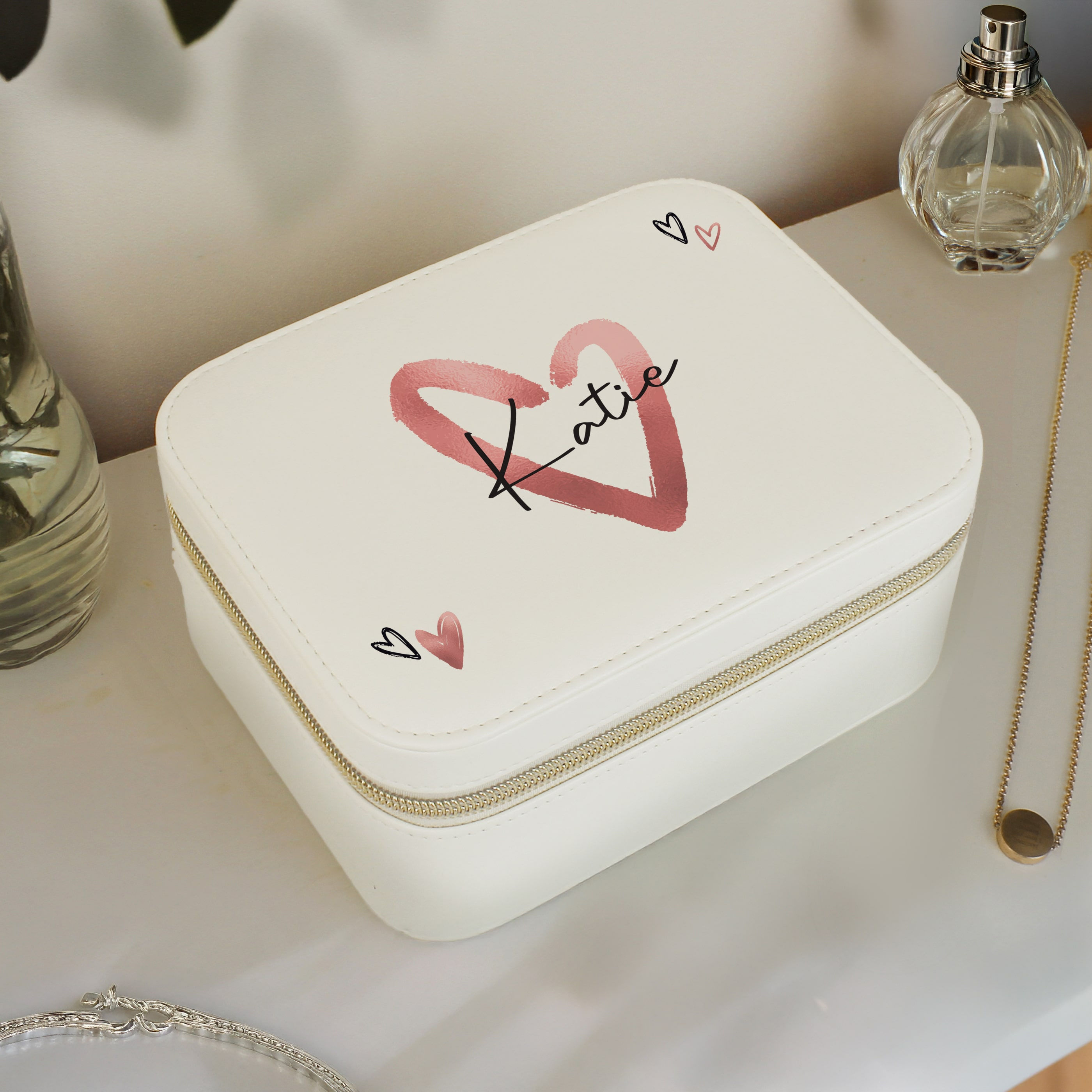 Personalised Heart Travel Jewellery Box
