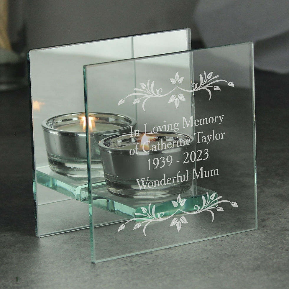 Thumbnail: Personalised Sentiments Mirrored Glass Tea Light Candle Holder