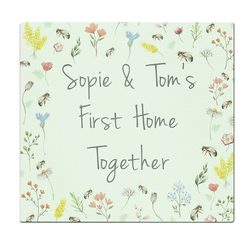 Thumbnail: Personalised Busy Bee Glass Chopping Board/Worktop Saver