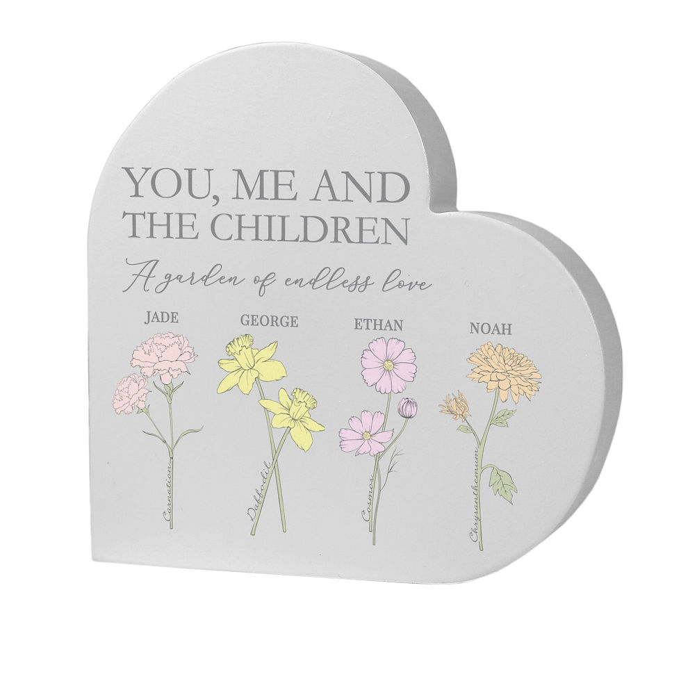 Thumbnail: Personalised Flower of the Month Family Heart Ornament
