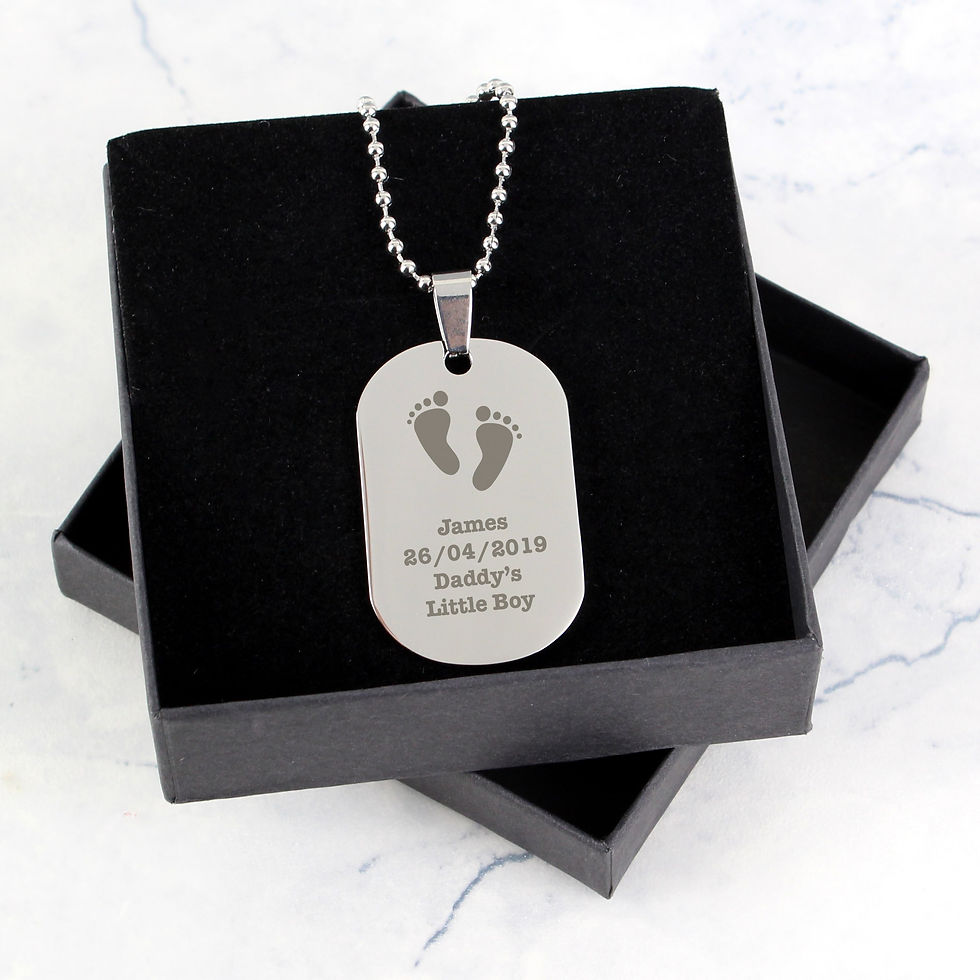 Thumbnail: Personalised Footprints Stainless Steel Dog Tag Necklace
