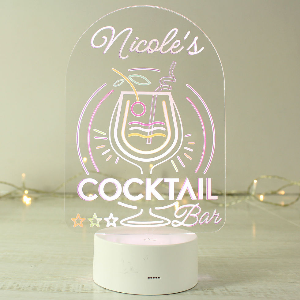 Personalised Cocktail LED Colour Changing Night Light