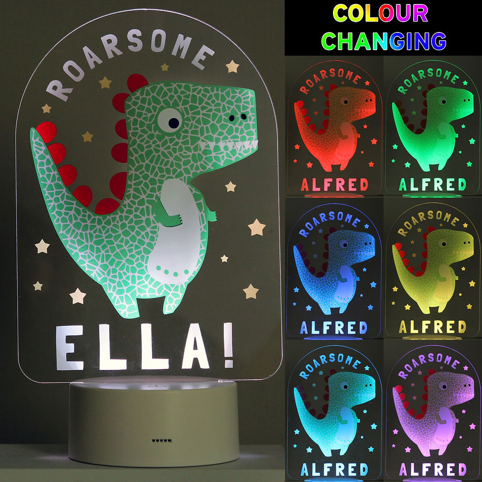 Thumbnail: Personalised Roarsome Dinosaur LED Colour Changing Night Light