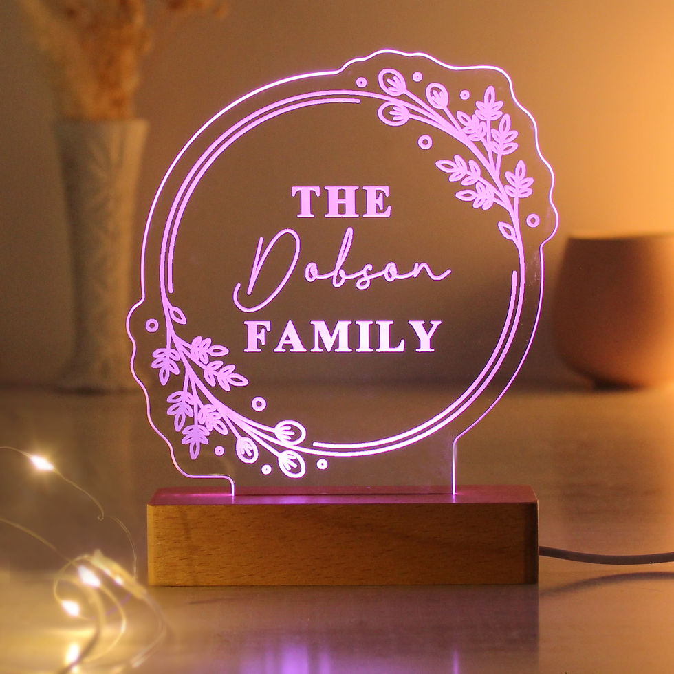 Thumbnail: Personalised Floral Wooden Based LED Light