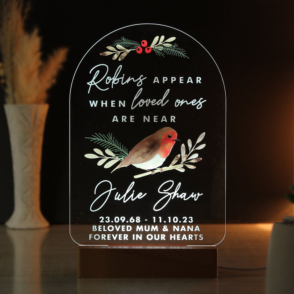 Thumbnail: Personalised Robins Appear Wooden Based LED Light