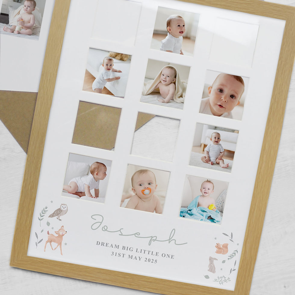 Thumbnail: Personalised Woodland Animal Oak Multi Photo Frame