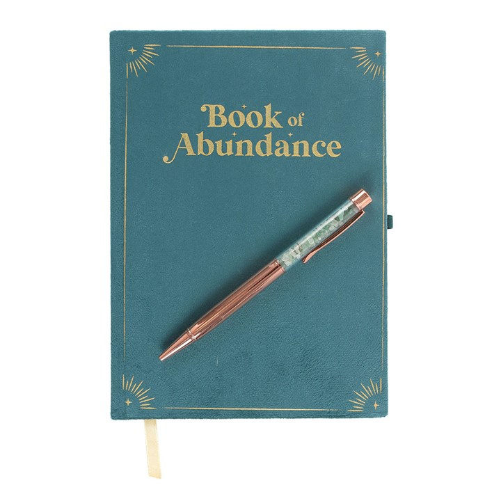 Thumbnail: Book of Abundance Journal with Green Aventurine Crystal Pen