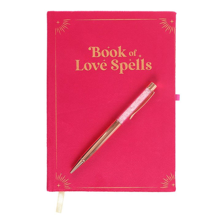 Thumbnail: Book of Love Spells Journal with Rose Quartz Crystal Pen