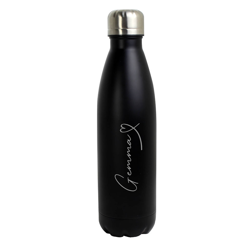Thumbnail: Personalised Heart Black Metal Insulated Drinks Bottle