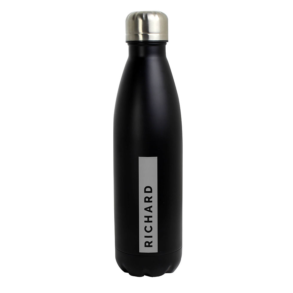 Thumbnail: Personalised Rectangle Navy Metal Insulated Drinks Bottle