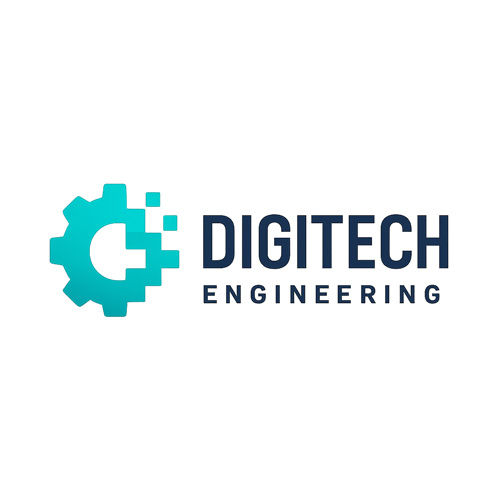 digitech engineering in text with blue cog