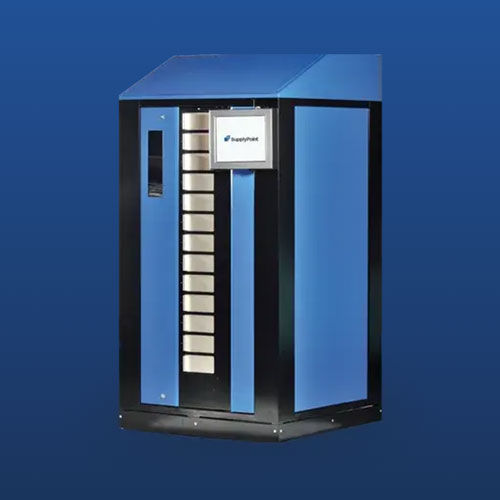 Vending machine of blue background