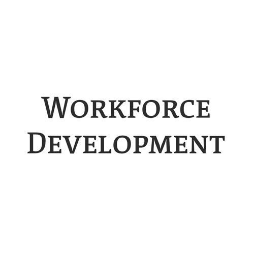 white box with workforce development in black writing
