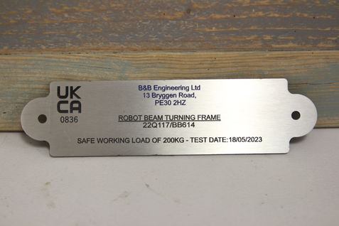 Stainless Steel Load Rating Plate (SWL Plate).