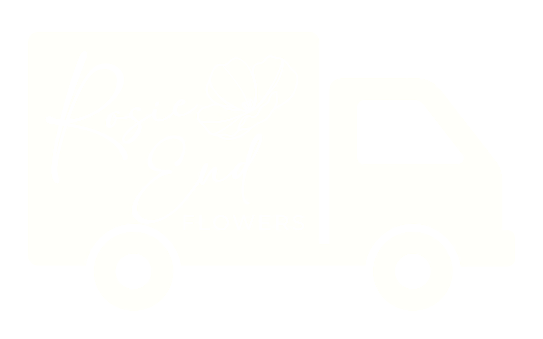 white delivery truck with rosie end flowers logo