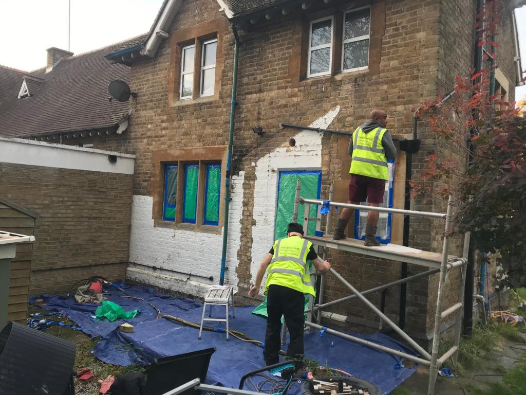 Sandblasting brickwork of a school house Sandblasting Company Ltd