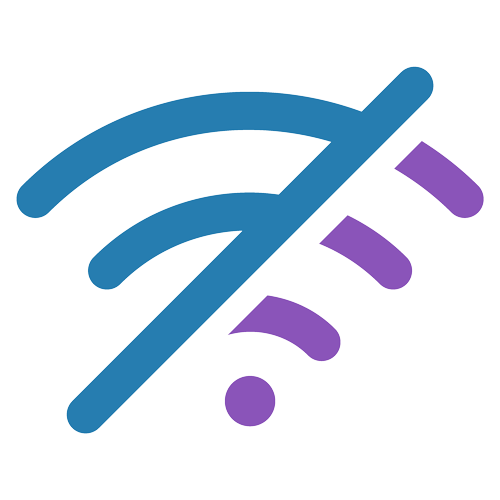 wifi offline icon in purple and teal