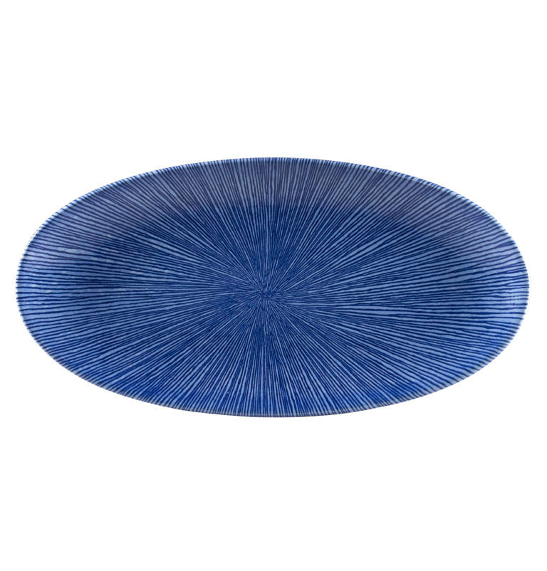 STUDIO PRINTS – AGANO BLUE OVAL PLATE – 34.7×17.3CM (6)