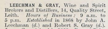 Directory listing for Leechman & Gray, wine and spirit brokers, Leith