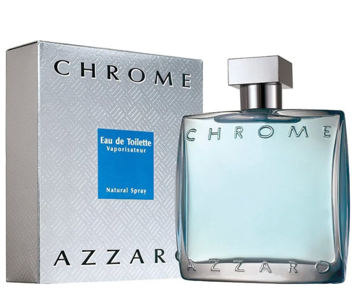 Azzaro Chrome Eau de Toilette bottle and silver box