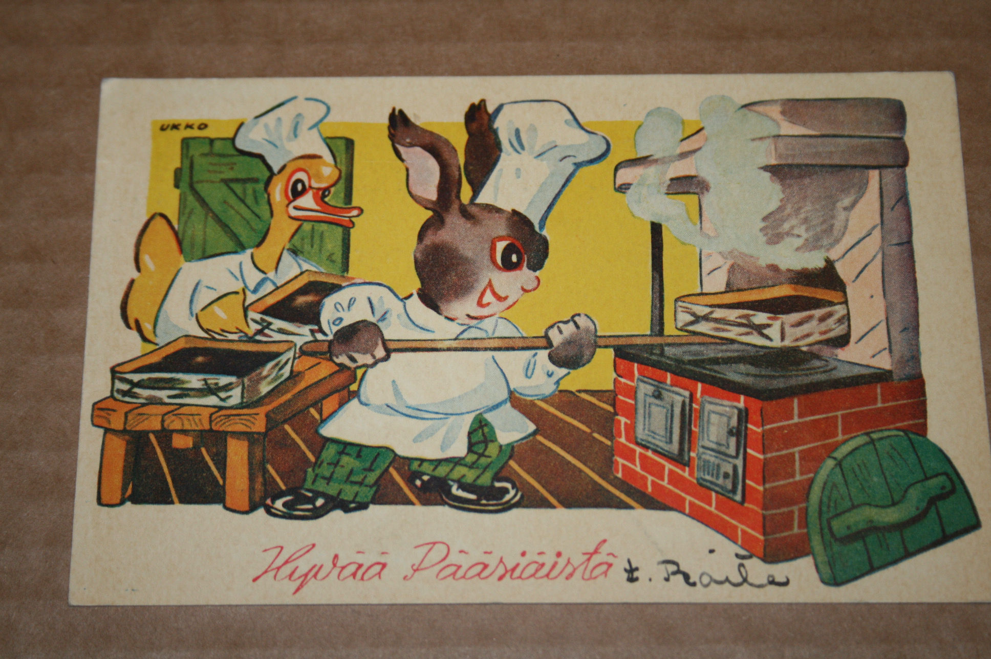 Hans Björklind "Ukko" postikortti mämminpaistaja