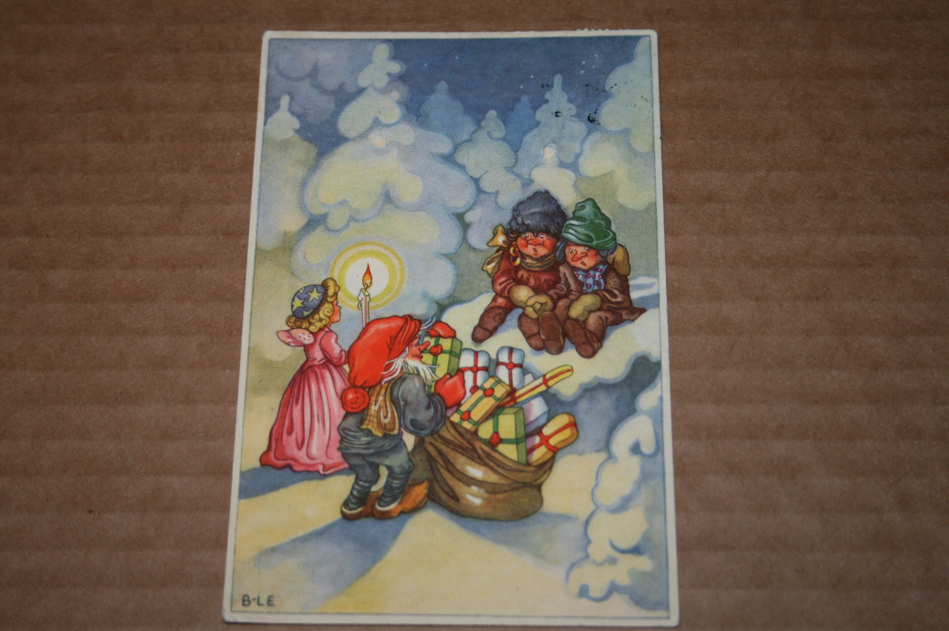 Britt-Lis Erlandsson B-LE joulu tonttu postikortti