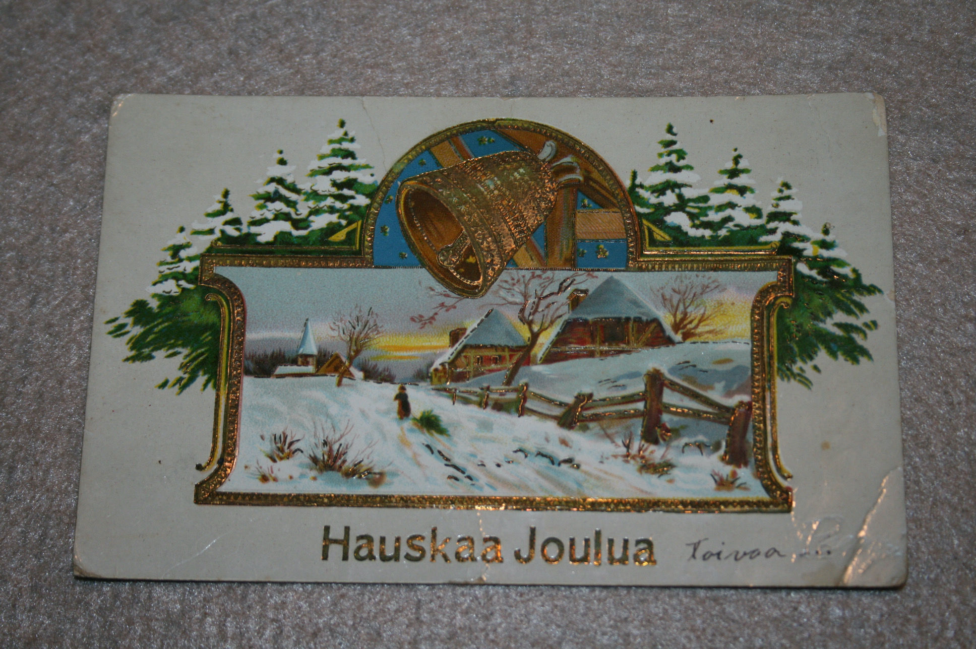 Postikortti joulu kullattu