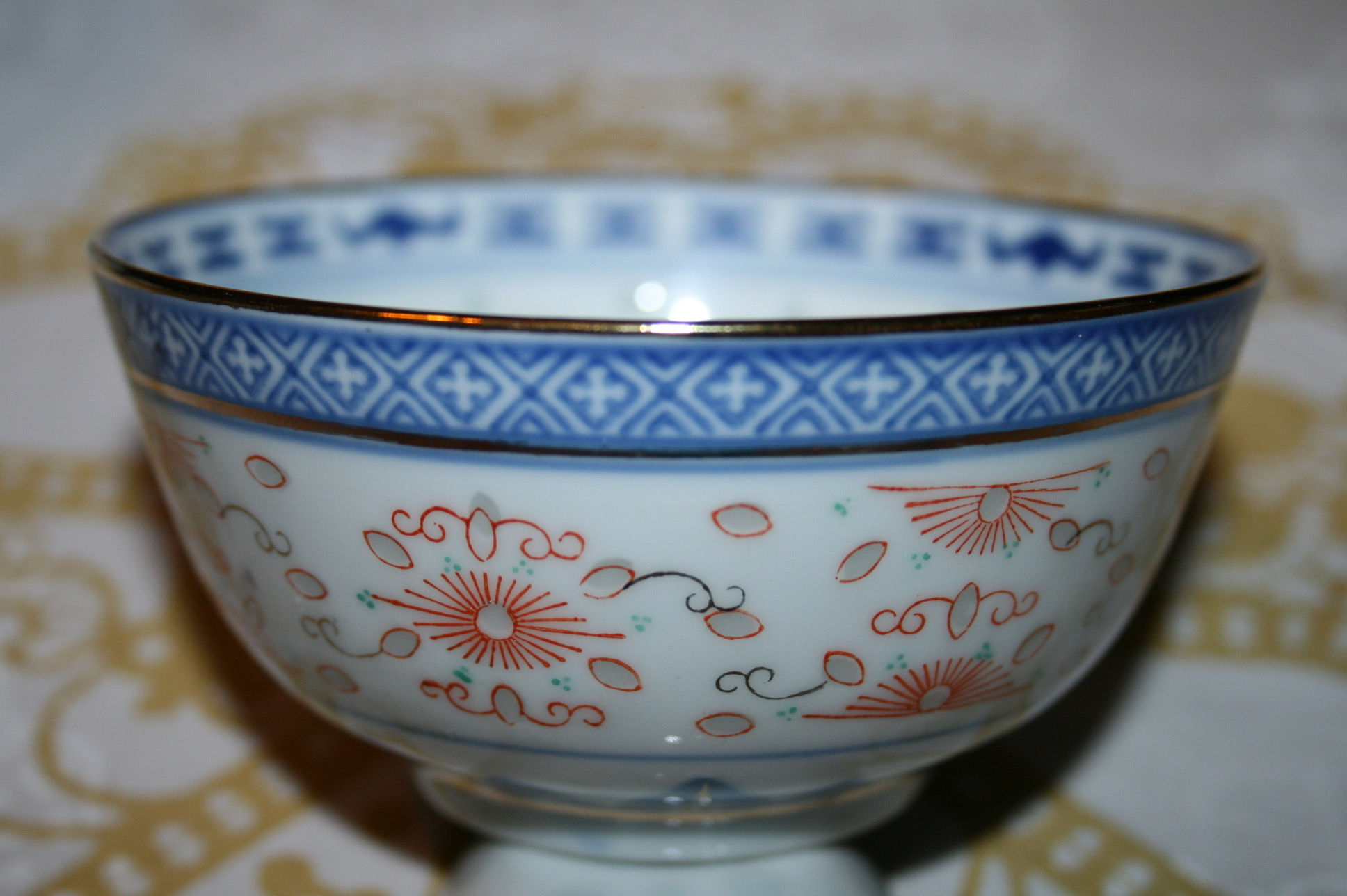 Kiina kulho ja lusikka 6 kpl.