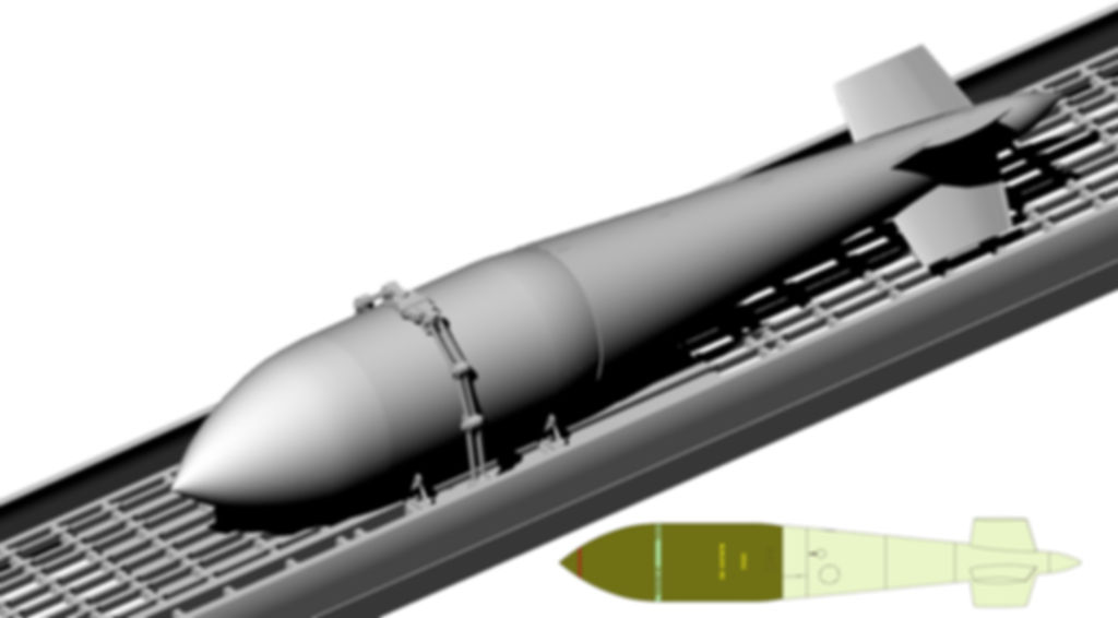 RAF Tallboy 12000lb bomb with decals and supports