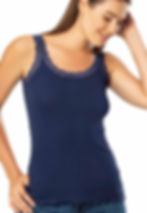 Thumbnail: Lace Ribbed Tank, Navy Blue