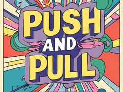 A colourful illustration for Push and Pull sign