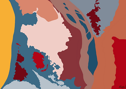 aerial view in digital form in warm colours