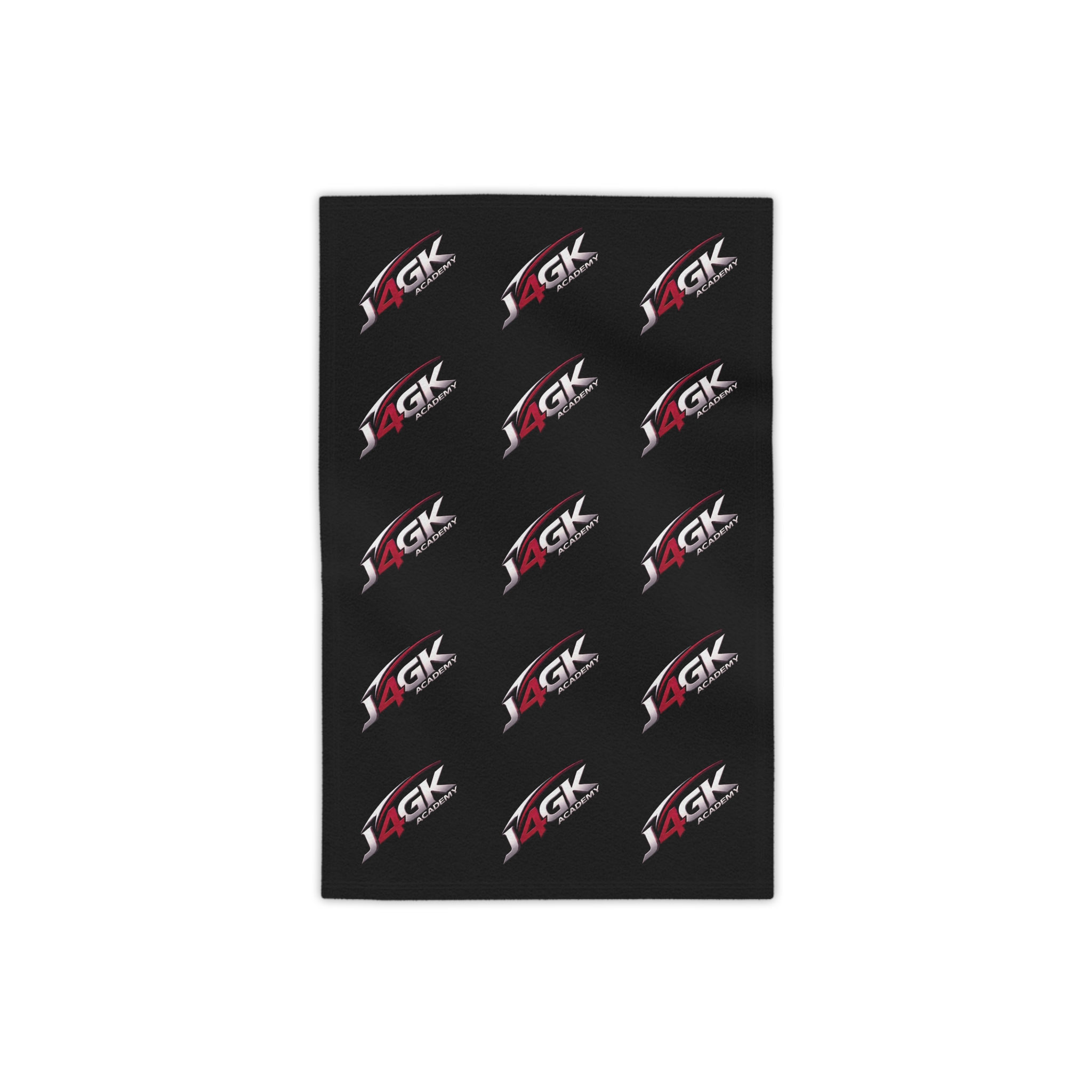 Black GK Logo Beach Towel — Repeating Sports Emblem Beach Towel