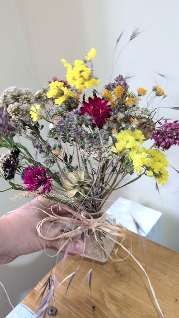 Thumbnail: Wild Yellow/Red/Pink Dried Flower Bud Vase Arrangement 