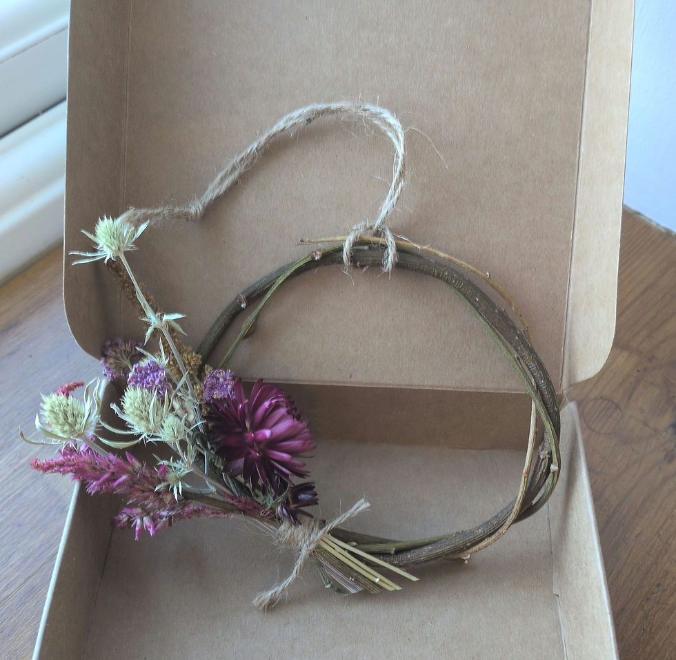 Thumbnail: Small dried flower wreath - deep pink, purple and brown 