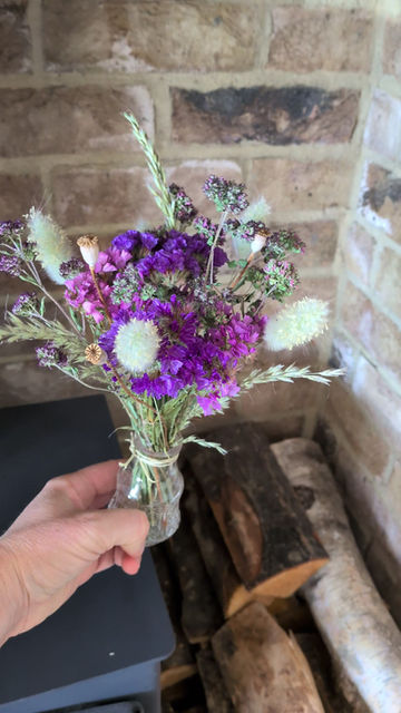 Thumbnail: Pink/purple dried flower bud vase arrangement 