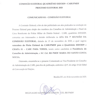 COMUNICADO 011 - COMISSÃO ELEITORAL