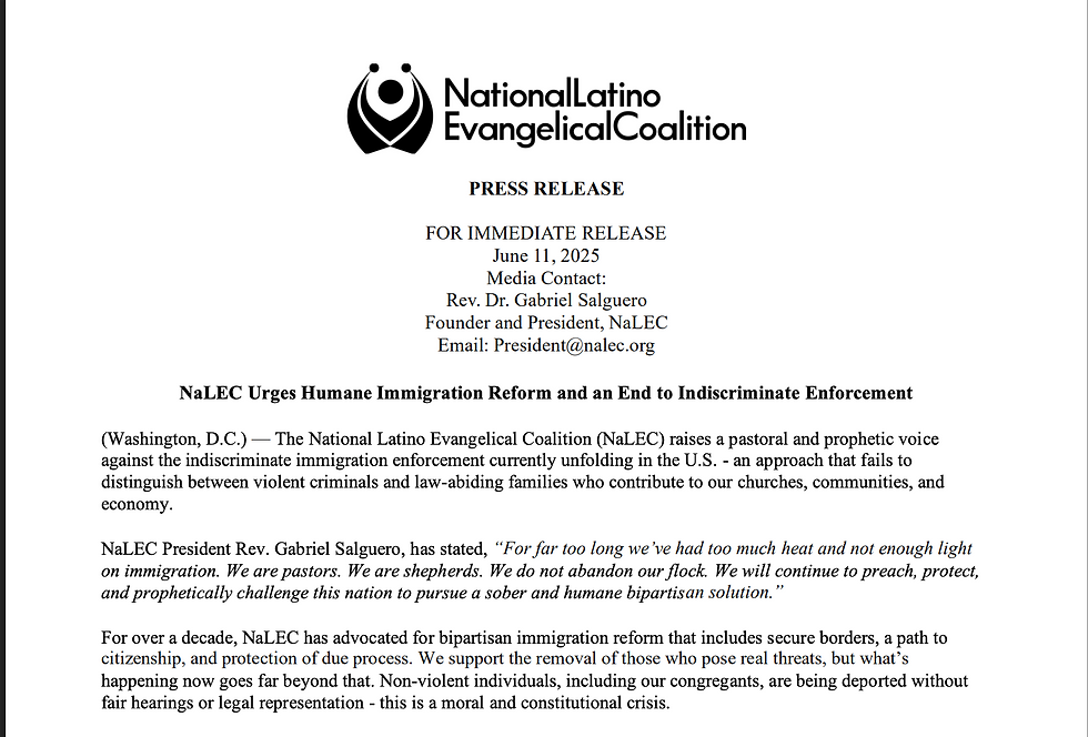 Press Release: NaLEC Urges Humane Immigration Reform and an End to Indiscriminate Enforcement