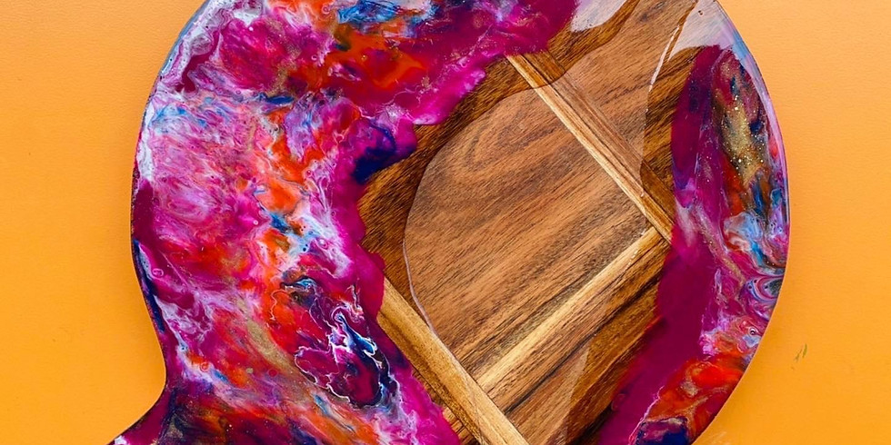 Mango Hill Coffee Club- Make a Round Resin Serving Board w/handle ( you choose x3 colours!)