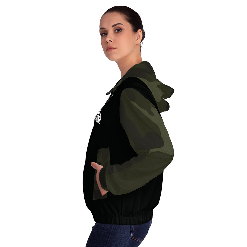 Miniature : Sweat à capuche zippé pour femme à manches camouflage