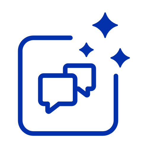 AI-powered chat and messaging icon with spark symbols