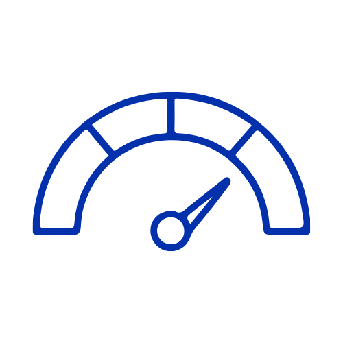 Dashboard speedometer icon illustrating AI performance.