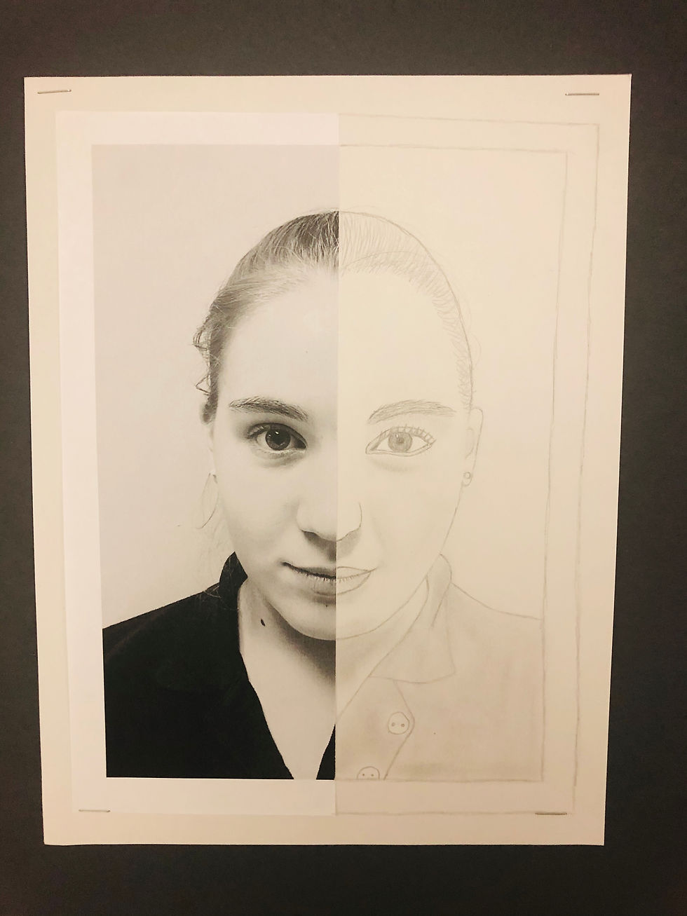 Middle School Art Student Draws Self Portrait