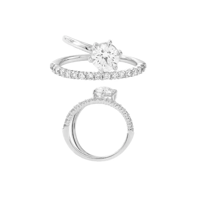 טבעת מלופפת | בשיבוץ אבן מרכזית עגולה | 1.46 CT