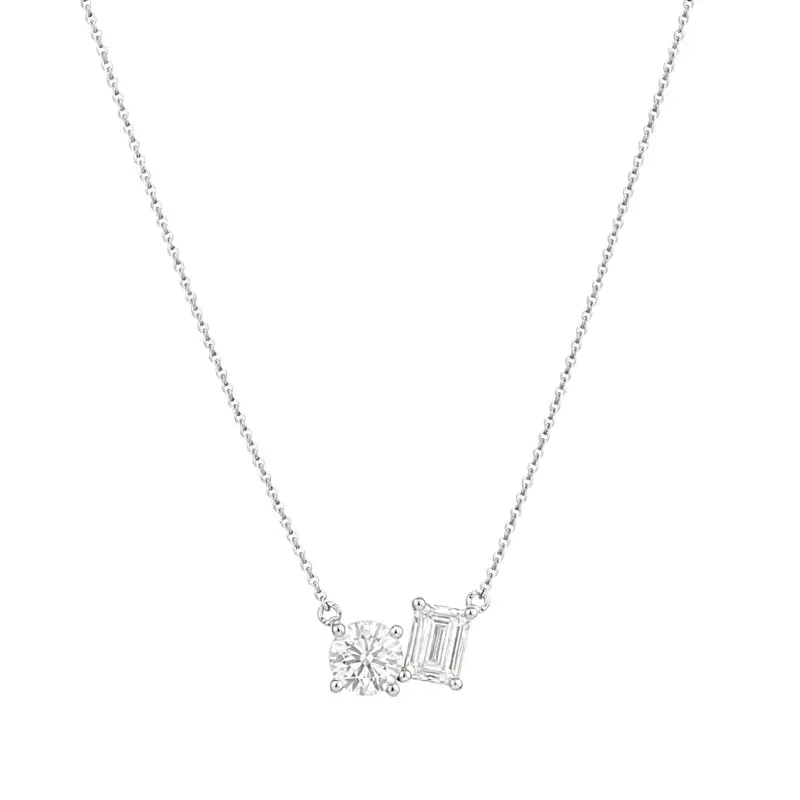 שרשרת תליון | בשיבוץ אבן עגולה + אמרלד | 1.50 CT