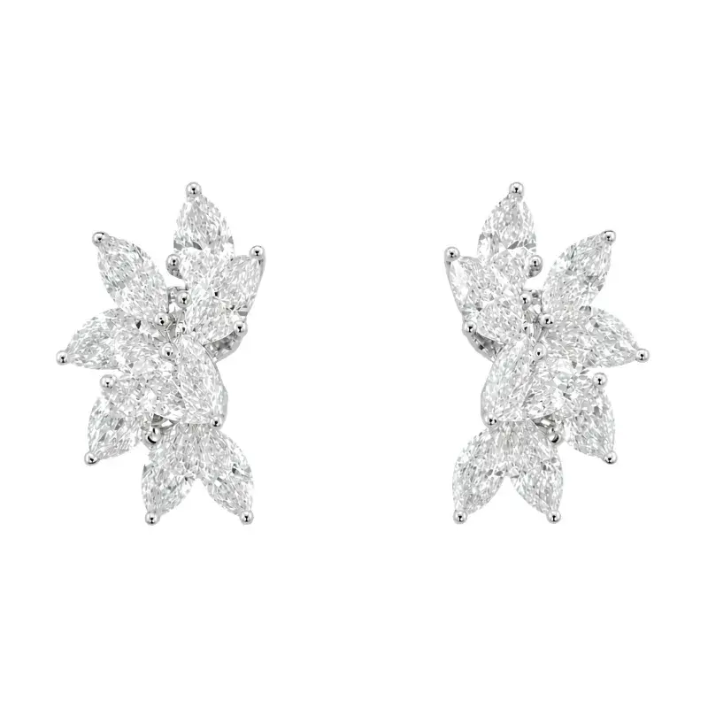עגילי מנוף | בשיבוץ אבן מרקיזה + טיפה | 3.9 CT