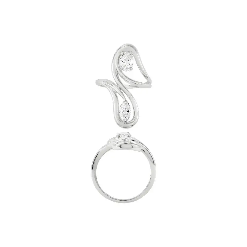 טבעת מעוצבת | בשיבוץ אבן מרקיזה + אובל | 1.25 CT