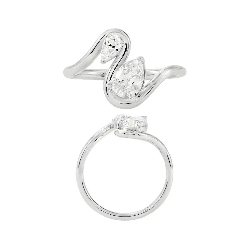 טבעת מעוצבת | בשיבוץ אבן טיפה | 1.00 CT