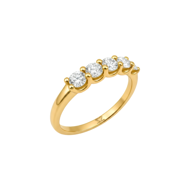 טבעת שורה | בשיבוץ אבן עגולה | 0.57 CT